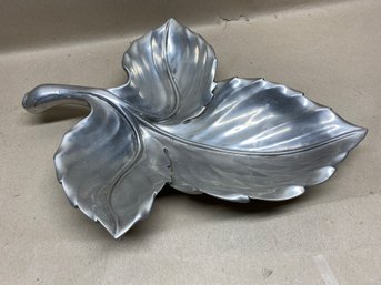 Vintage 1960s Bruce Fox For Wilton Cast Aluminum Signed Leaf Shaped Tray.