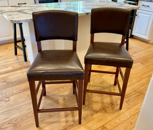 Pair Of Bonded Leather Counter Height Stools