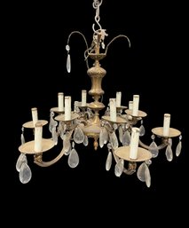 12 Light Chandelier With Hanging Crystals