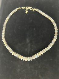 Faceted Labradorite Bead Necklace With Sterling Chain Closure