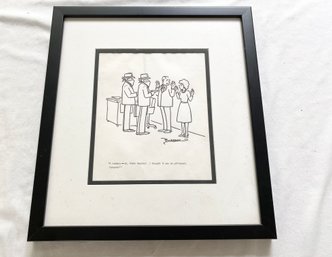 New Yorker Cartoon Print, Signed By Artist, Brendan Burbank ('J')