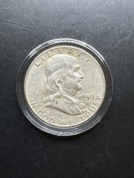 1959 Benjamin Franklin Silver Half Dollar