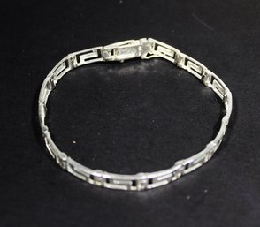 FINE STERLING SILVER 'GREEK KEY' PATTERN LINK BRACELET '925'