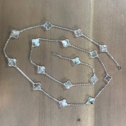 Very Nice VCA Style Alhambra Necklace - Extra Long (42') With Mother Of Pearl Accents - Very Nice Piece !