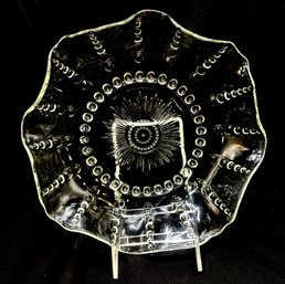 Antique Columbia Clear Ruffle Bowl By Federal Glass.