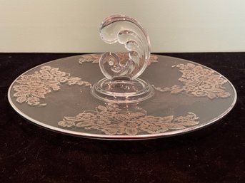 Fostoria Romance Etched Elegant Glass Sandwich Tidbit Plate