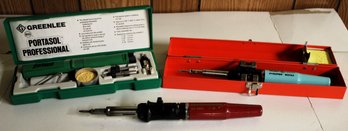 Three Propane Soldering Irons From Greenlee, Master And Weller