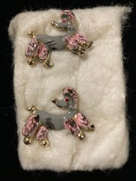 Matching Vintage Enameled Poodle Pins Amazing Set