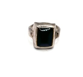Vintage Sterling Silver Onyx Color Ring, Size 6