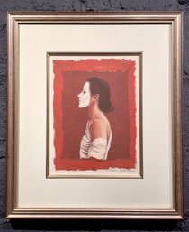 Vintage Ans Markus Dutch Lithograph Titled Self-Portrait With White Mask Signed