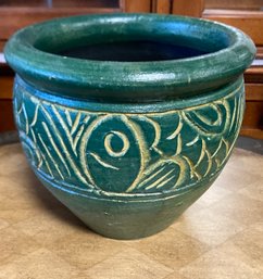 Gren Planter With Etched Design