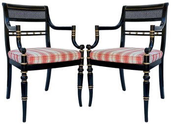 A Pair Of Vintage Maison Jansen Arm Chairs With Cane Back - Restored