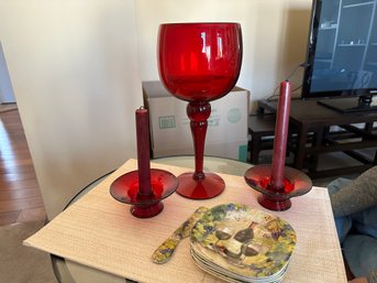 Nice Appetizer Plates And Ruby  Glass