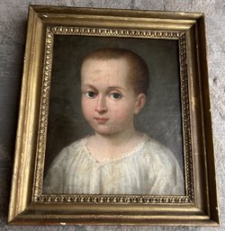 Wonderful Antique Circa 1820 Oil Painting Of A Young Boy- NO SHIPPING