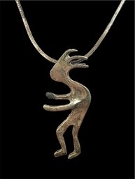 Vintage Sterling Silver Snake Chain With Kokopelli Pendant