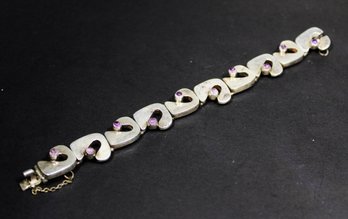 FINE VINTAGE DESIGNER SIGNED MEXICAN STERLING SILVER BRACLET HAVING AMETHYST STONES