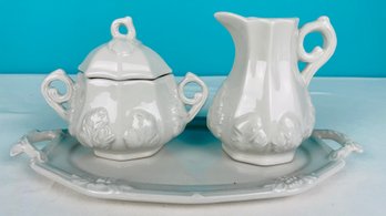 Antique White Ironstone Sugar And Creamer Set