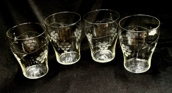 Vintage Flared Crystal Grape Etched Tumblers