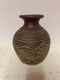 Vintage Pottery Vase, With Fish Designs