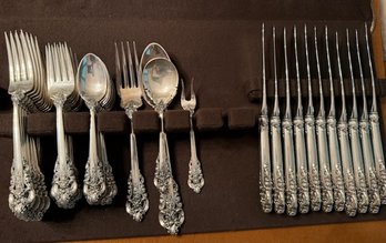 Grand Baroque Sterling Silver Flatware By Wallace - 51 Piece Set