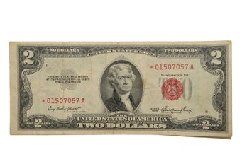 1953 $2 Star Note Red Seal Bill