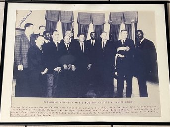 Large Photo Of President Kennedy With The Boston Celtics 1963