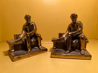 Pair Of Lincoln Bookends Modeled From The Gutzon Borglum Statue