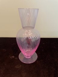 Pink Tinted Swirl Glass Flower Vase