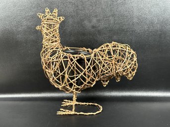 A Terrific Woven Rooster Cachepot