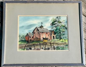 Stanley Brodey, Watercolor, Barn Farm Scene, Signed