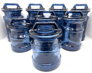 8 Heavy Glass Jars With Lids, 3 Sizes