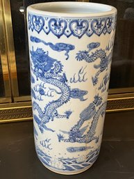 Chinoiseried Dragon Themed Tall Umbrella Stand - 8.5'D X 18'H