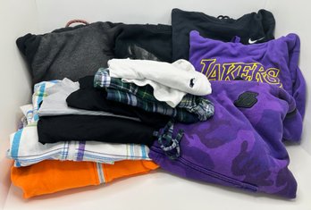 11 Men's Sweatshirts & Long Sleeve T-Shirts & Flannel Pants By Polo, Nike, Puma, The Lakers & More, Sizes S-M