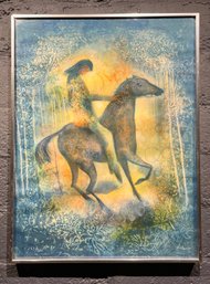 Vintage Whimsical Lithograph Signed Rivera And Numbered In Kulicke Frame