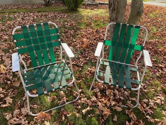 Pair Of Vintage Aluminum Webbed Lawn Chairs