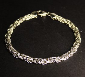 SUPER FINE FANCY LINK STERLING SILVER BRACELET 7' LONG