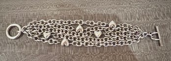 Tiffany & Co Puffed Heart Multi Strand Bracelet In Sterling Silver