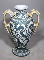 Antique Nippon Moriage Fine Porcelain Enamel Vase