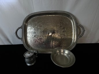 Set Of Vintage Metal Serving Ware