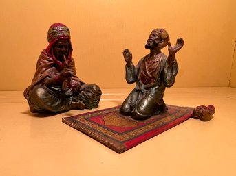 Pair Of Bronze Hand Painted Figurines