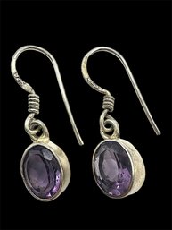 Sterling Silver Amethyst Dangle Gemstone Earrings