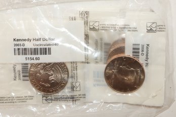 7 Coins - Kennedy Half Dollar Set 2002-2008 Uncirculated - Littleton Coin Co. Sealed Packaging