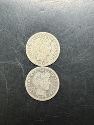 2 Barber Silver Dimes 1912, 1912-D