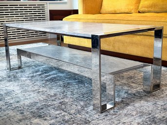 A Custom Cocktail Table In Chrome And Marble By Desiron