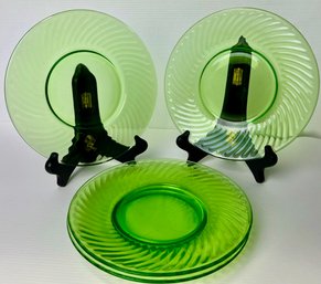 Green Depression Glass Plates (4)