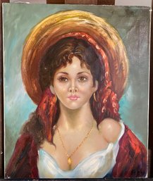 Oil On Canvas Portrait Signed Lower Right