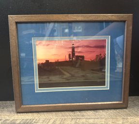 Beautiful Photo Print Of A Light House View In A Wooden Framed. CT/WA-B