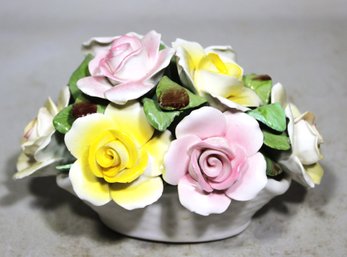 Vintage English Bone China Roses Floral Arrangement