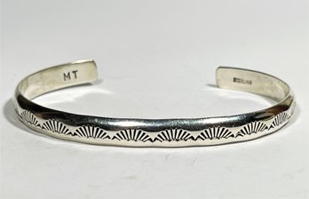 Sterling Silver Southwestern Cuff Bracelet Signed MT STERLING