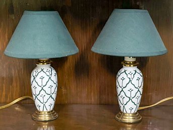 A Pair Of Diminutive Japanese Moriage Accent Lamps